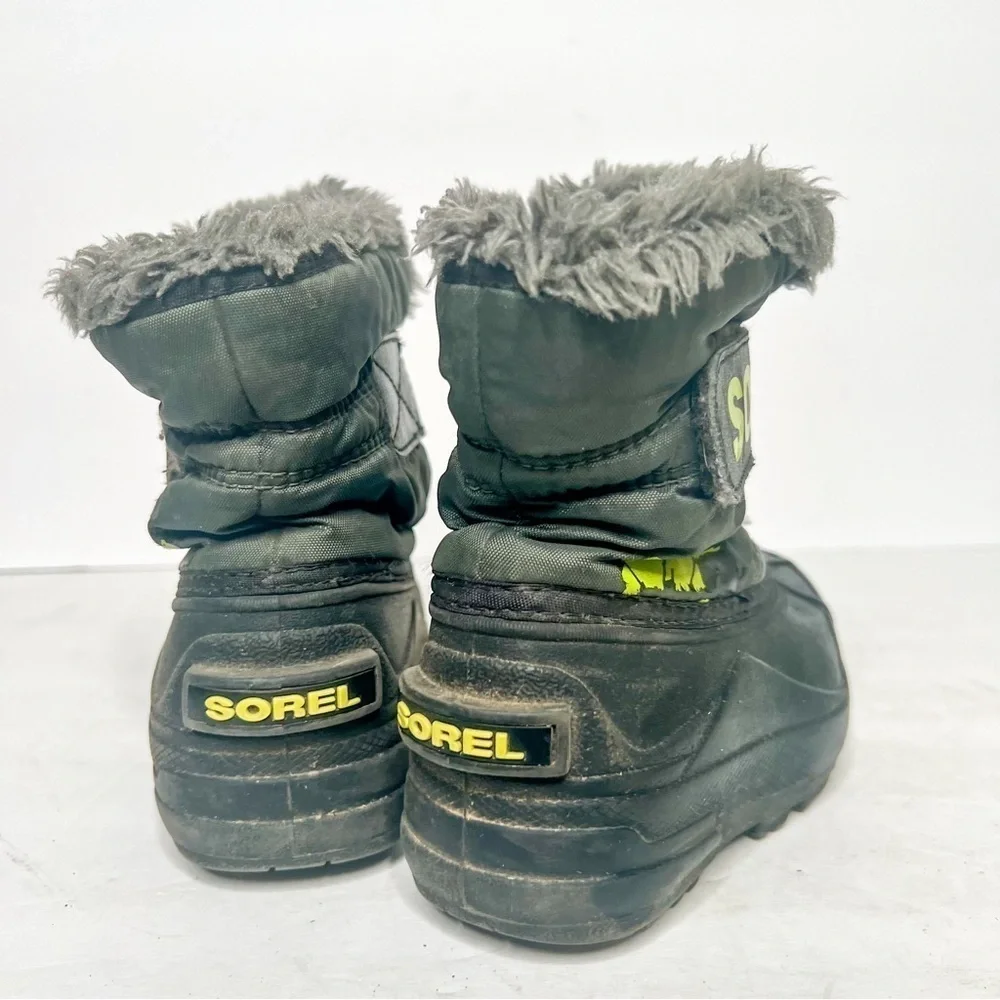 Sorel Snow Commander Snow Boots Winter Boys Toddler Black Green